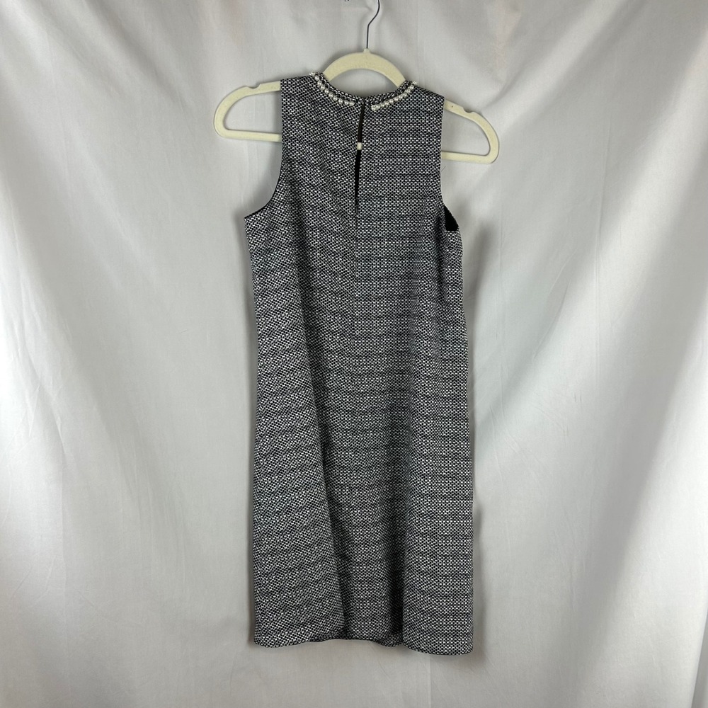 Karl Lagerfeld Paris Womens Black White Pearl Chain Tweed Print Shift Dress 2 - Picture 7 of 11